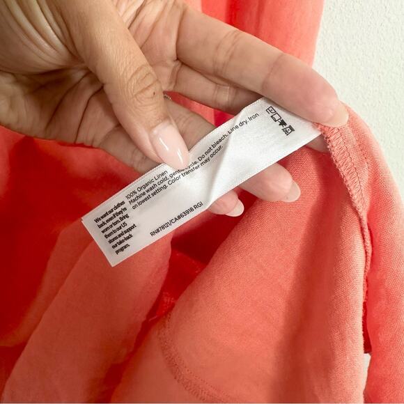 EILEEN FISHER Coral Short Sleeve Dress Size Large 100% Organic Linen - Picture 6 of 6